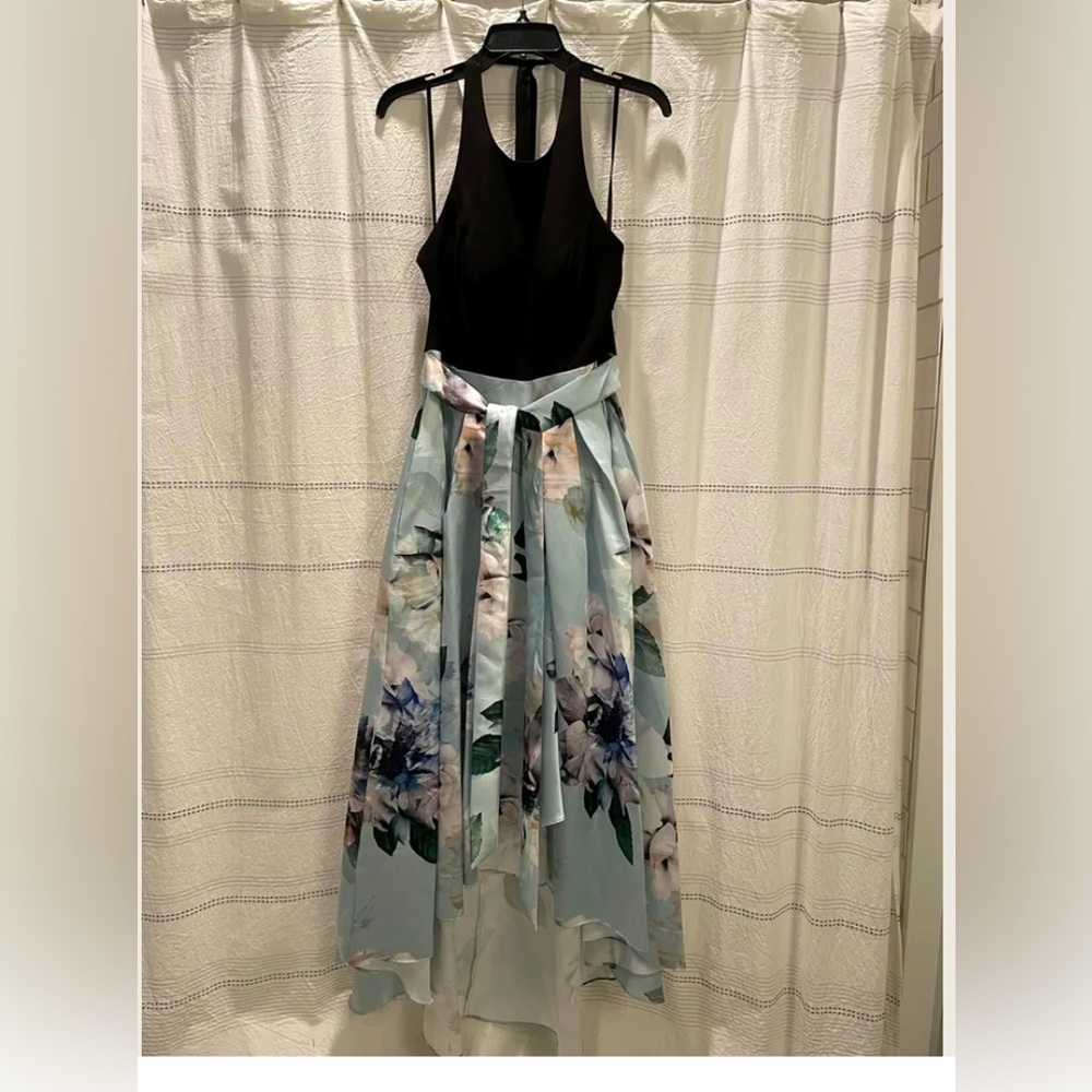 Ignite Evenings Prom Formal Dress Size 8 Black Halter Hi Low NWT POCKETS!